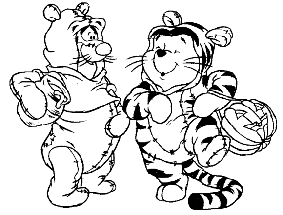 Dibujo de Scooby Doo y Pooh para Colorear