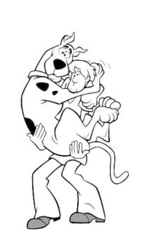 Dibujo de Shaggy Sosteniendo Scooby Doo para Colorear