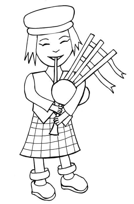Dibujo de Chica Escocesa para Colorear