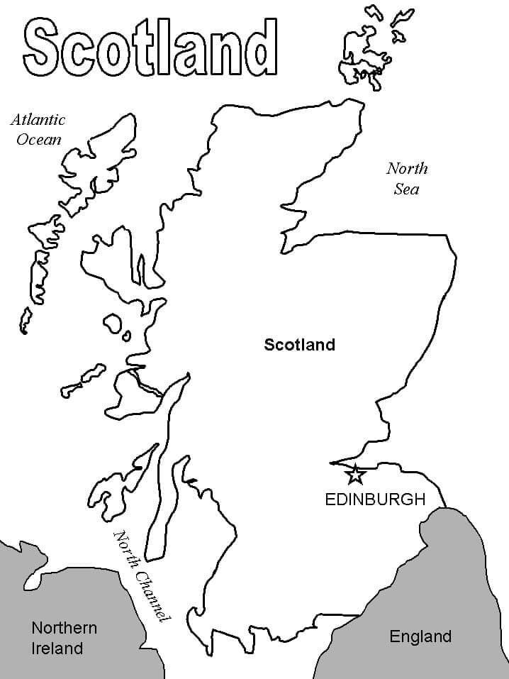Dibujo de Mapa de Escocia 1 para Colorear