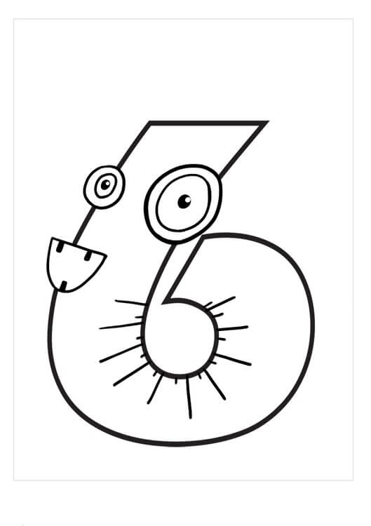 Dibujo de Adorable número Seis para Colorear
