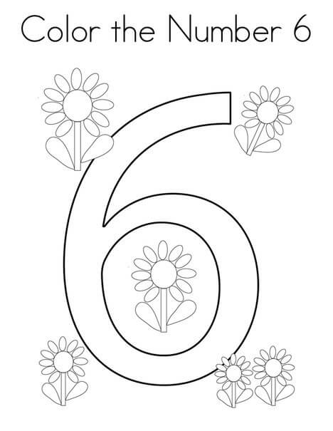 Dibujo de Colorea el número Seis para Colorear