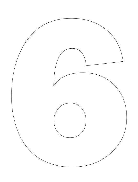 Dibujo de Fácil número Seis para Colorear