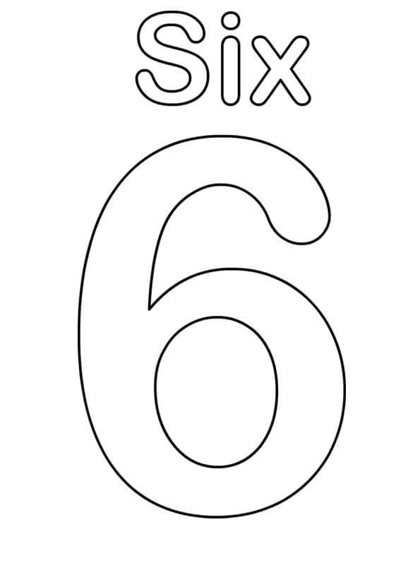 Dibujo de Impresionante número Seis para Colorear