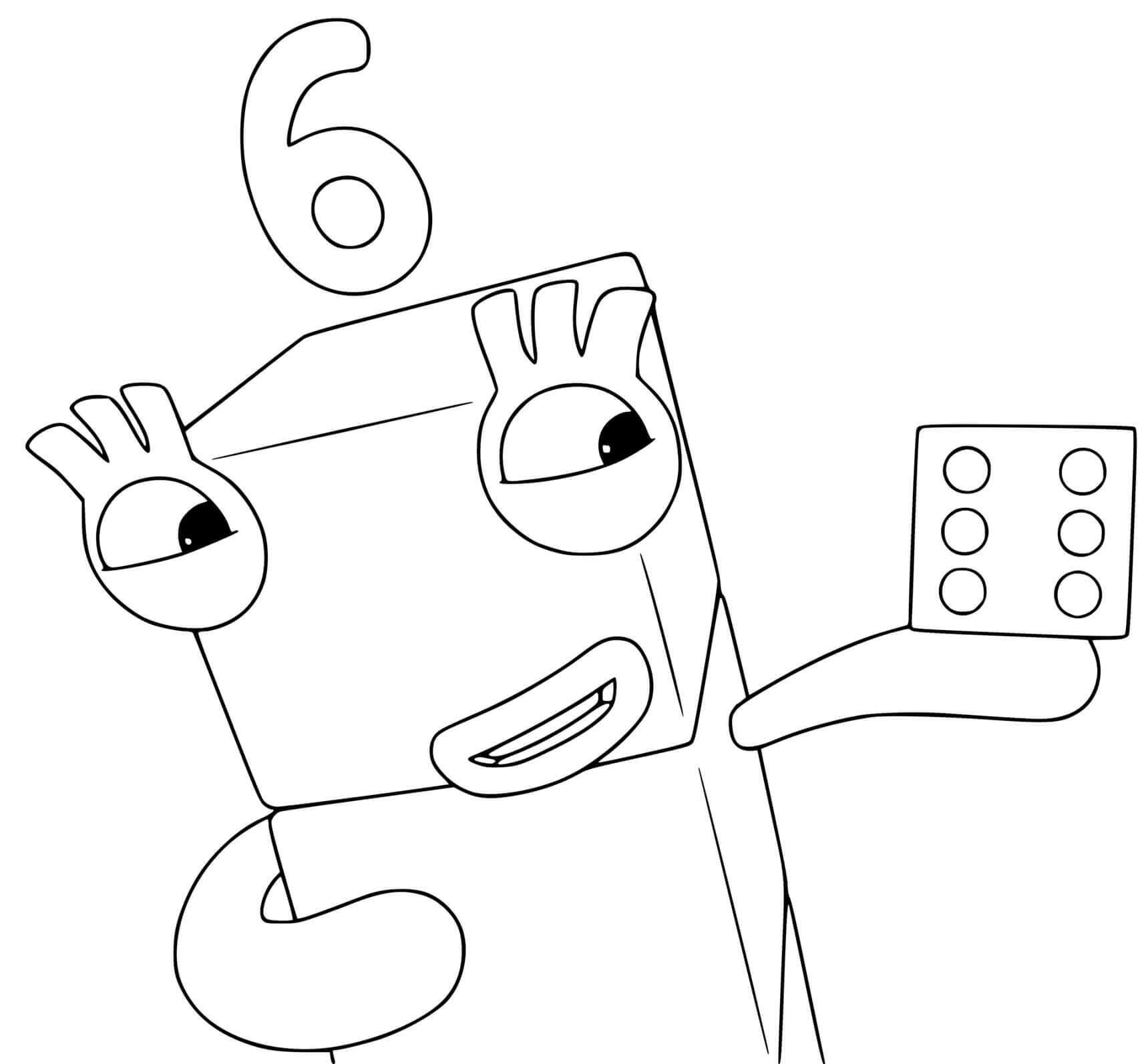 Dibujo de Numberblocks Seis para Colorear
