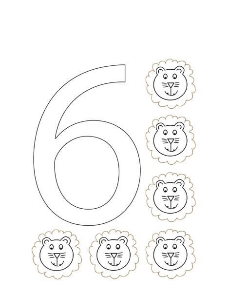 Dibujo de Número Seis Seis para Colorear