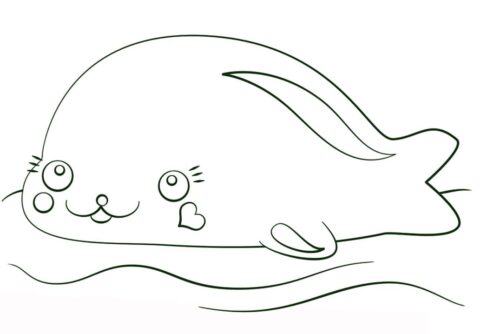 Dibujo de Sello Kawaii para Colorear