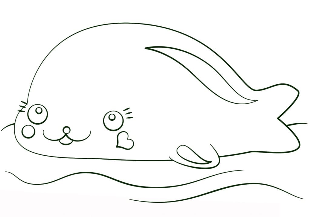 Dibujo de Sello Kawaii para Colorear