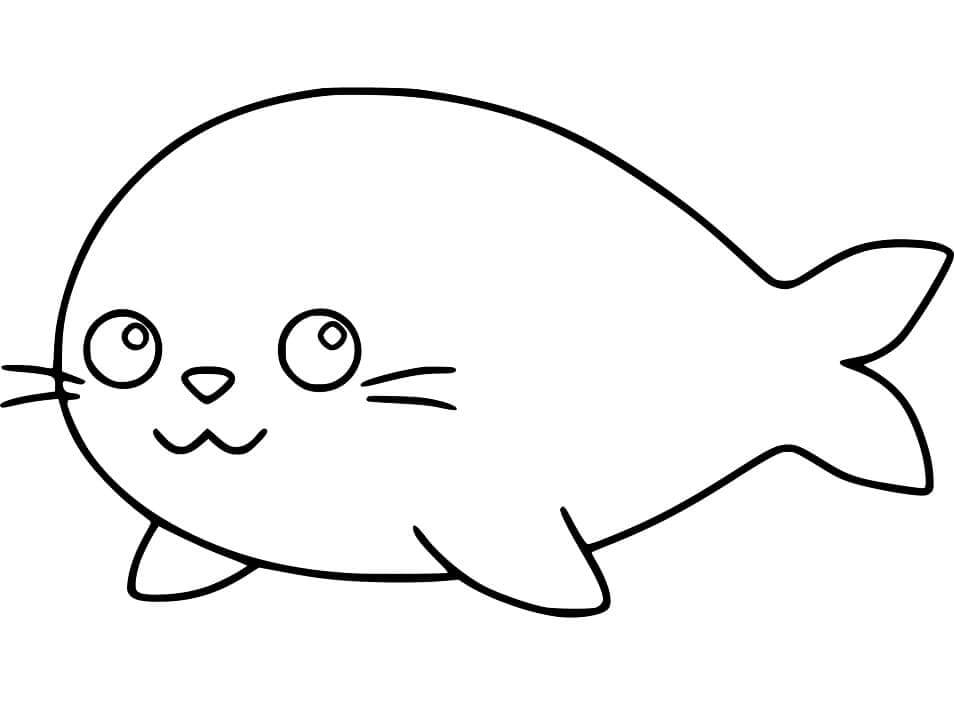 Dibujo de Sello Lindo Kawaii para Colorear