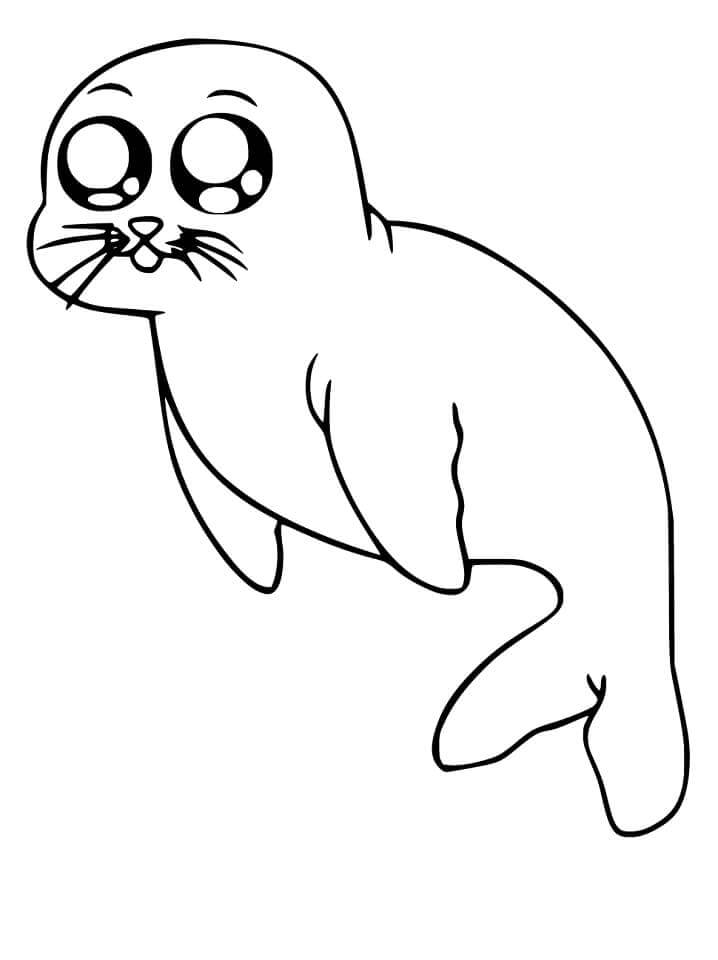 Dibujo de Sello con Ojos Lindos para Colorear