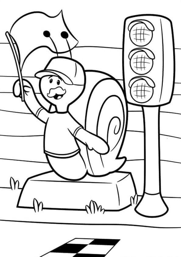 Dibujo de Caracol y Semaforo para Colorear