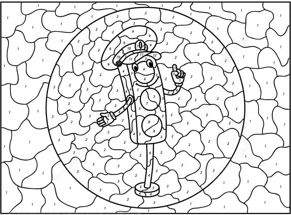 Dibujo de Colorear por números un Semaforo para Colorear