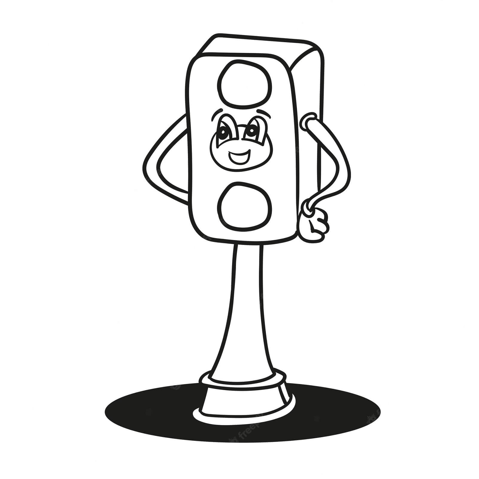 Dibujo de Semaforo Divertido para Colorear