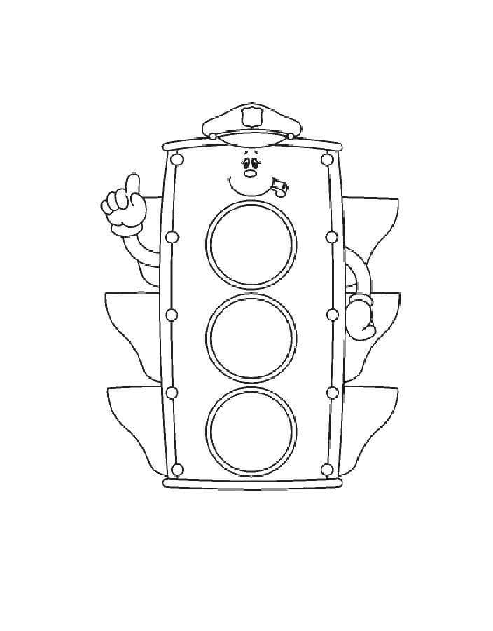 Dibujo de Semaforo Sonriente para Colorear