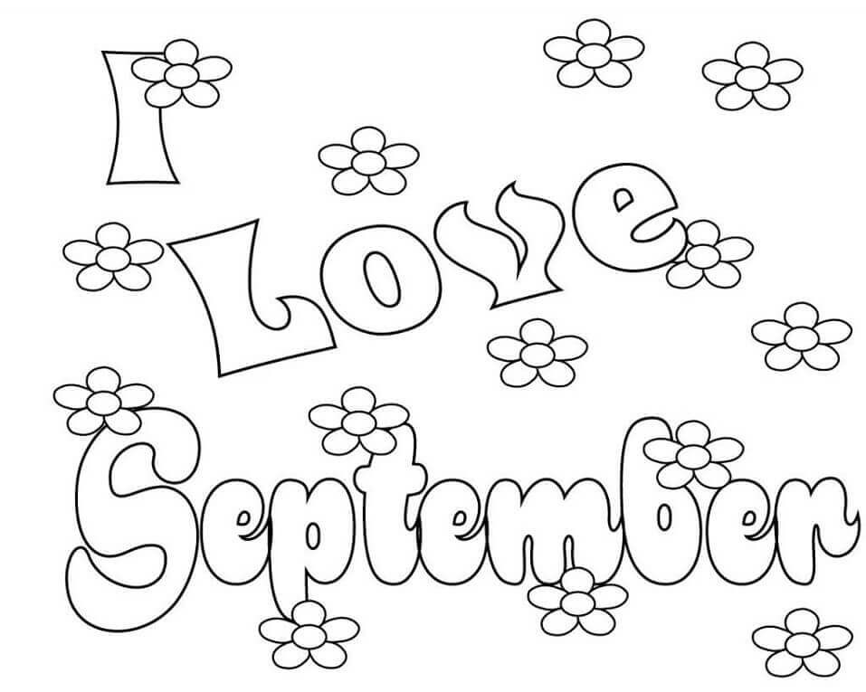Dibujo de Amo Septiembre con Flor para Colorear