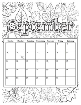 Dibujo de Calendario Septiembre para Colorear