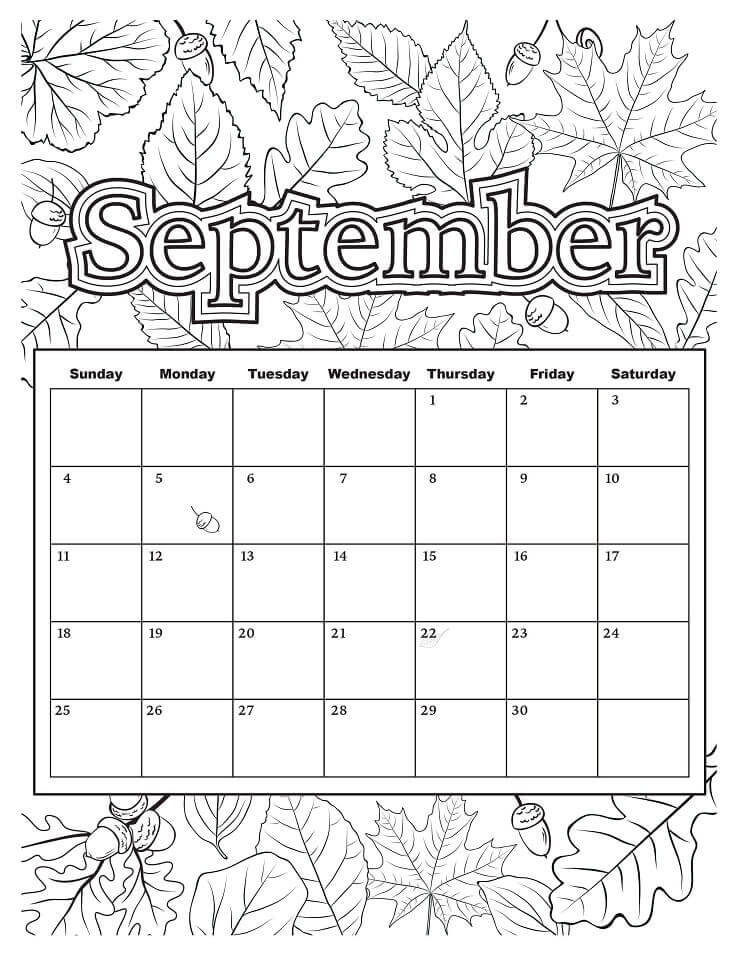 Dibujo de Calendario Septiembre para Colorear