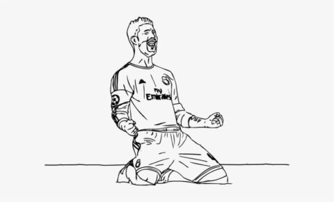 Dibujo de Contento Sergio Ramos para Colorear