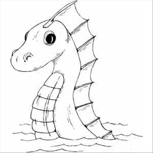 Dibujo de Cabeza de Serpiente de Mar para Colorear