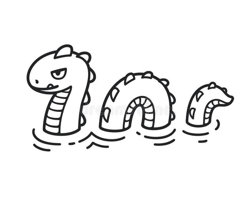 Dibujo de Animados de Serpiente de Mar para Colorear