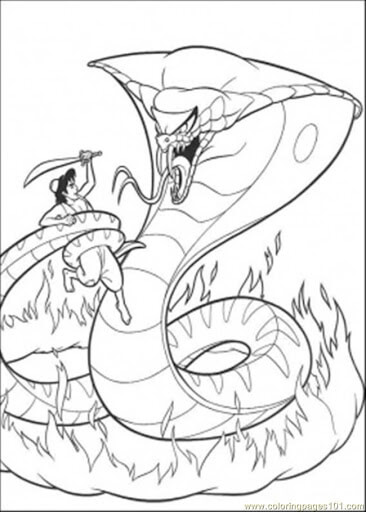 Dibujo de Hombre Ataca Serpiente de Mar para Colorear