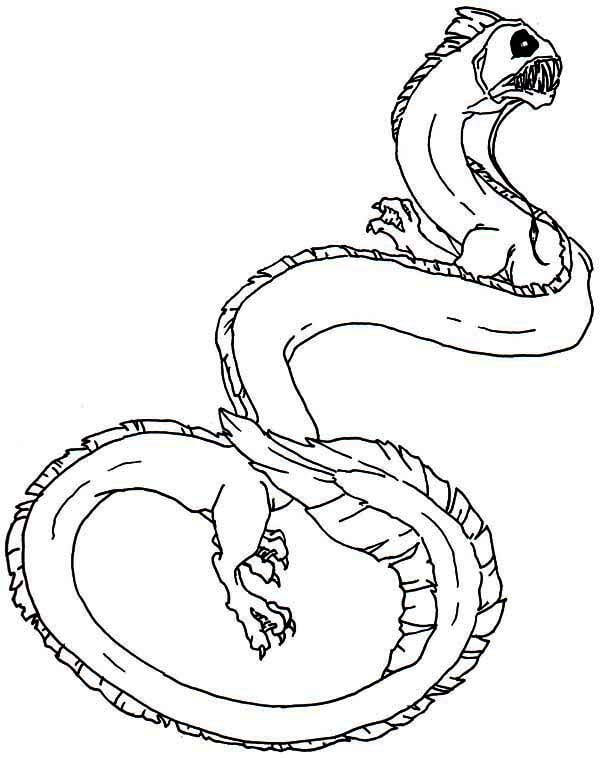 Dibujo de Serpiente de Mar Aterradora para Colorear
