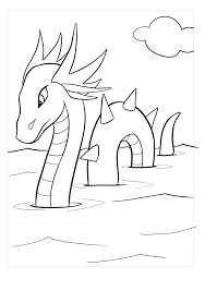 Dibujo de Serpiente de Mar Nadando para Colorear