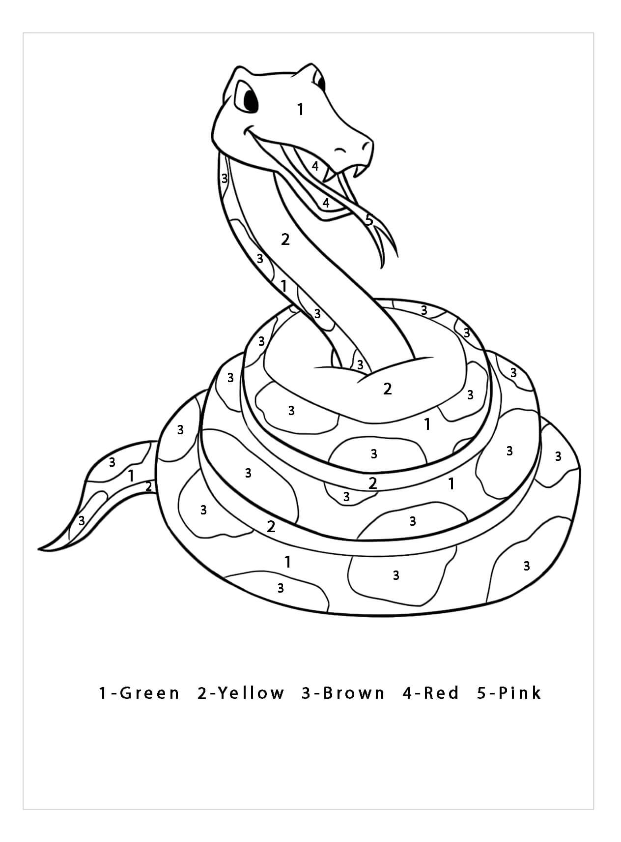 Dibujo de Color de Serpiente por número para Colorear