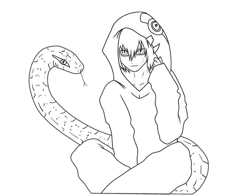 Dibujo de Kabuto y Su Serpiente para Colorear