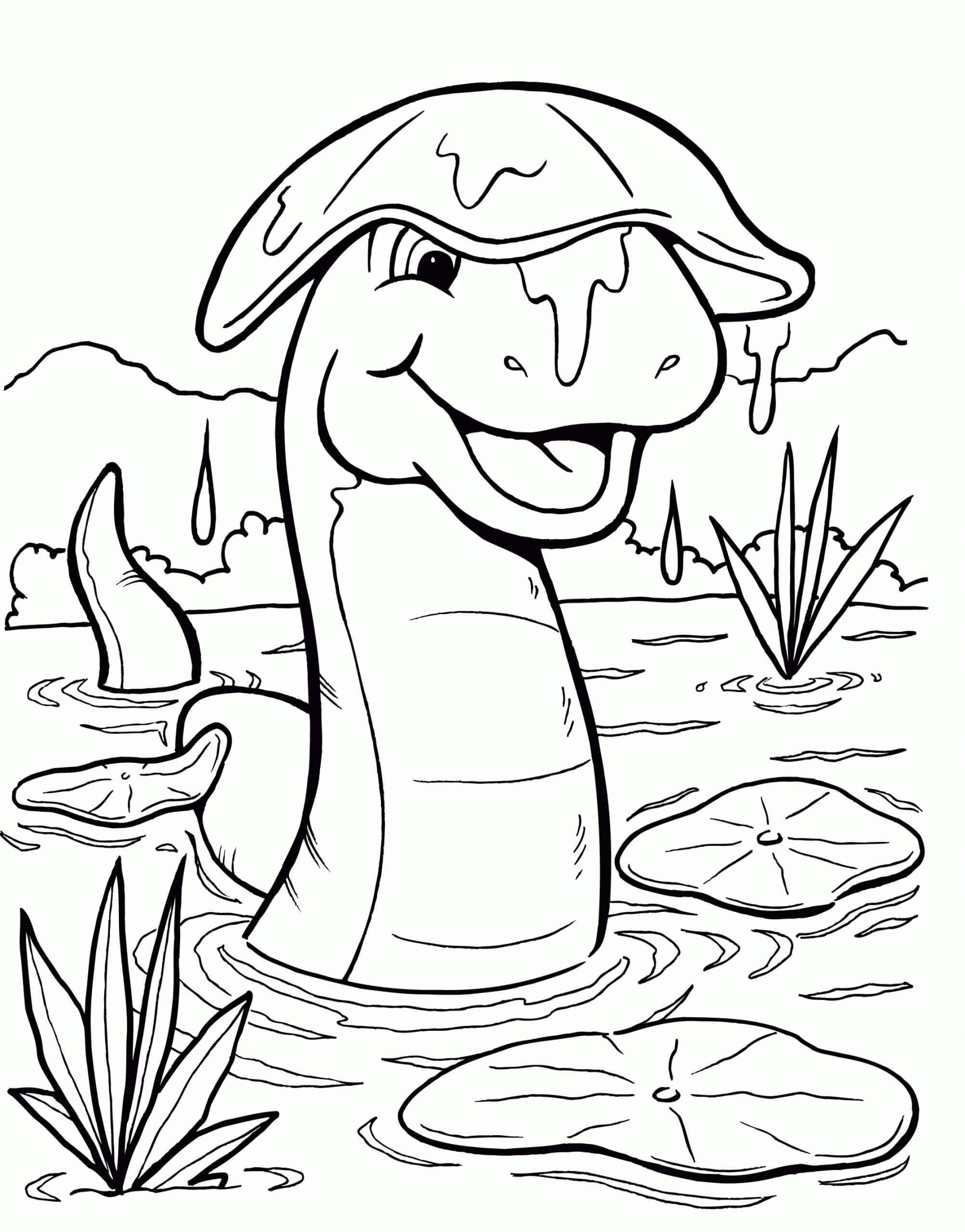 Dibujo de Lily Pad y Serpiente para Colorear