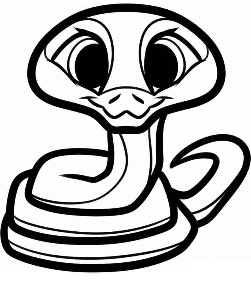 Dibujo de Serpiente Kawaii para Colorear