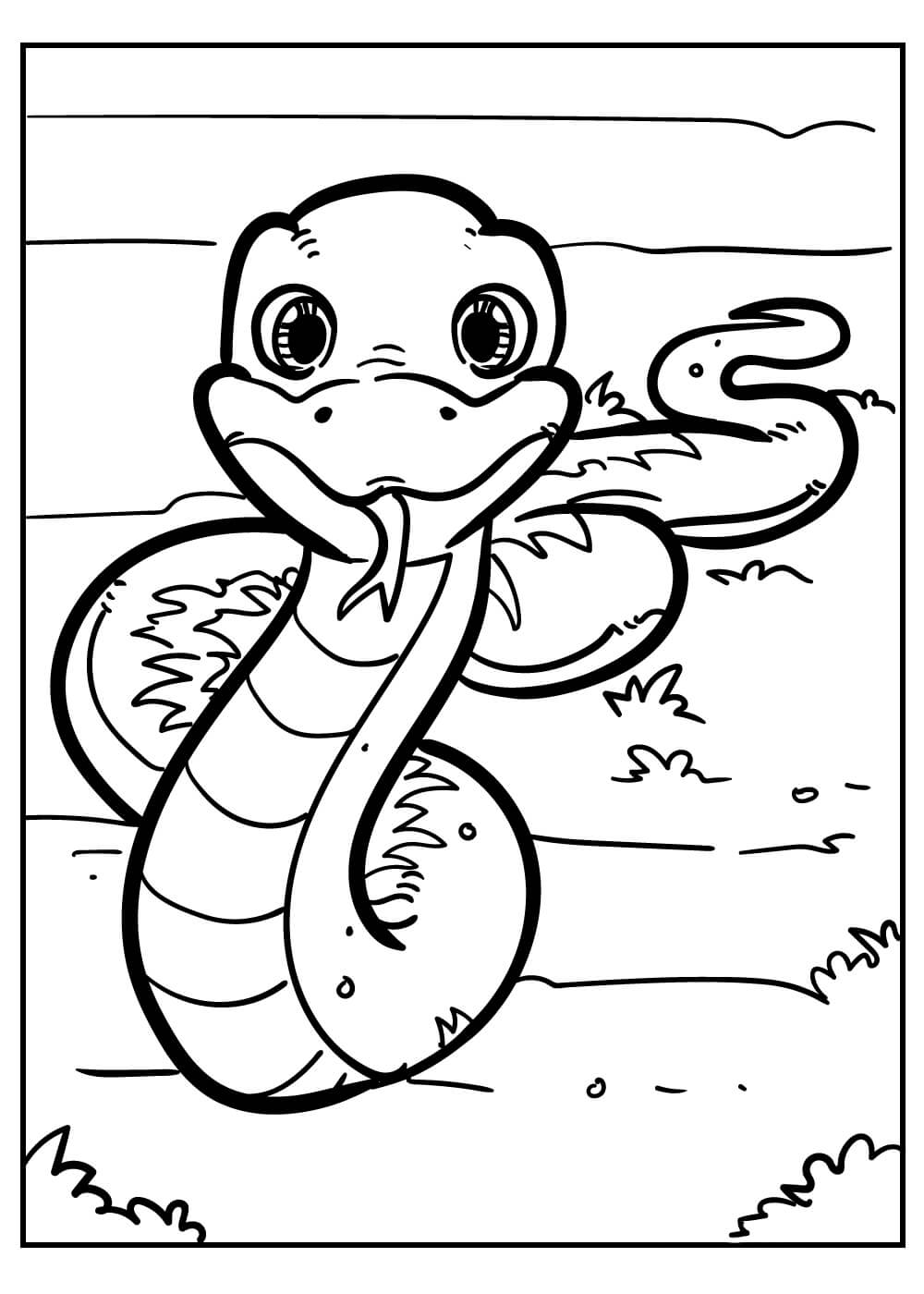 Dibujo de Serpiente de Cascabel Asustada para Colorear