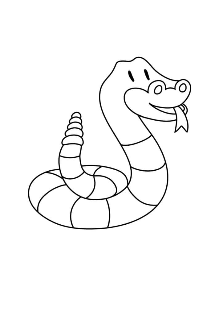 Dibujo de Serpiente de Cascabel Divertida para Colorear