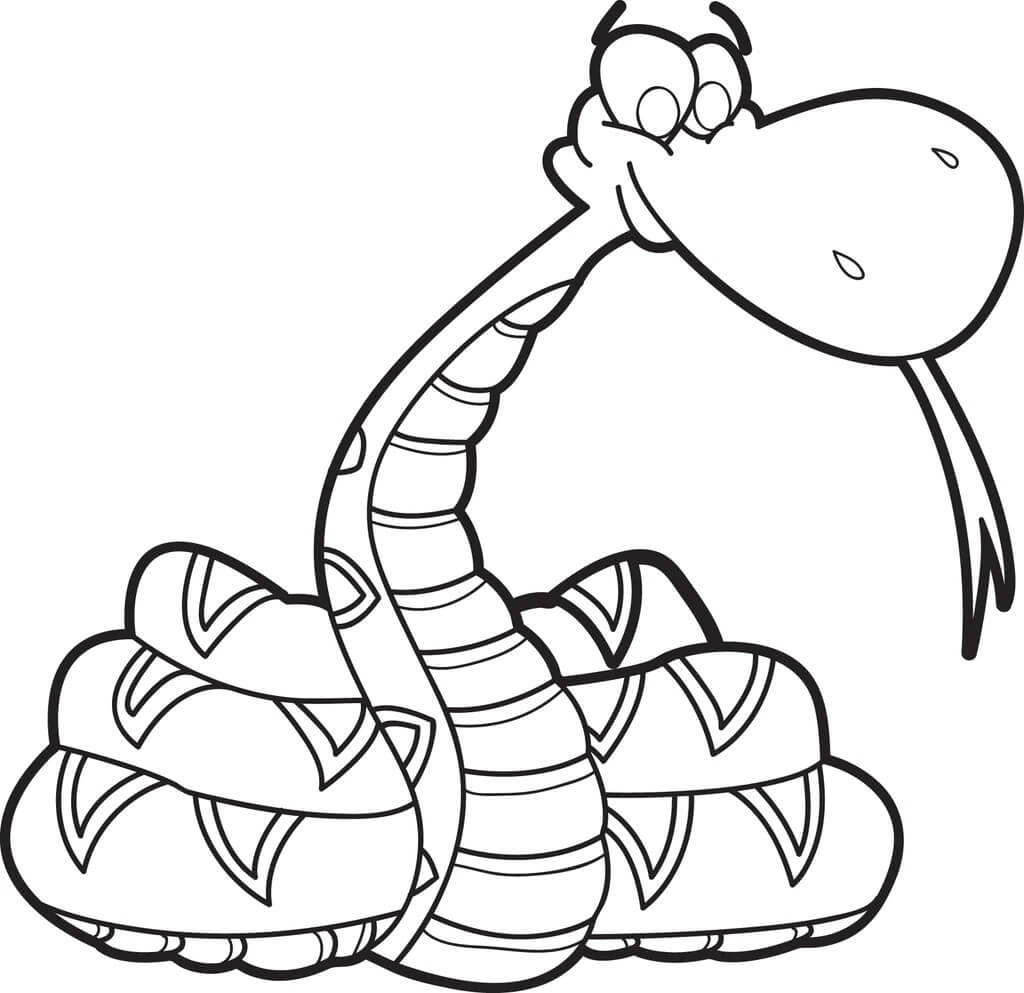 Dibujo de Serpiente de Divertidos Dibujos Animados para Colorear