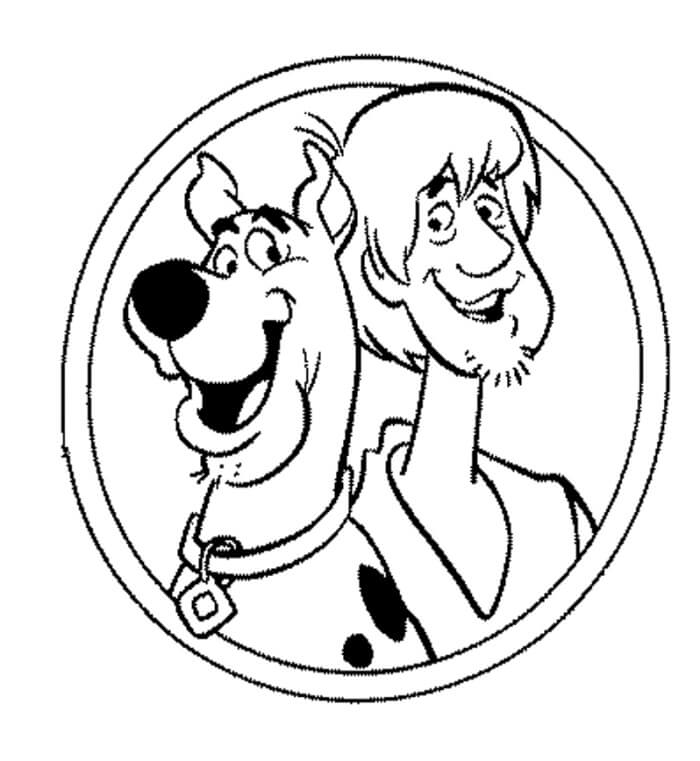Dibujo de Cara Shaggy y Scooby Doo para Colorear