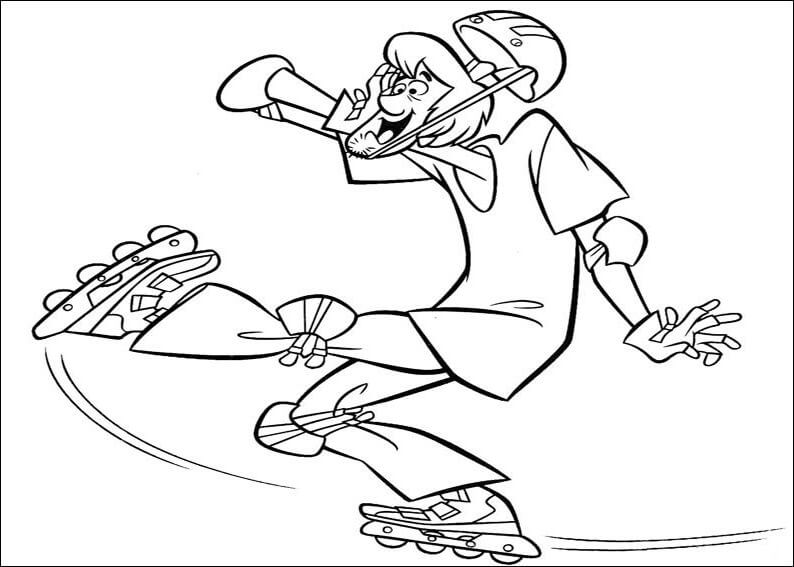 Dibujo de Patinaje Sobre Ruedas Shaggy para Colorear