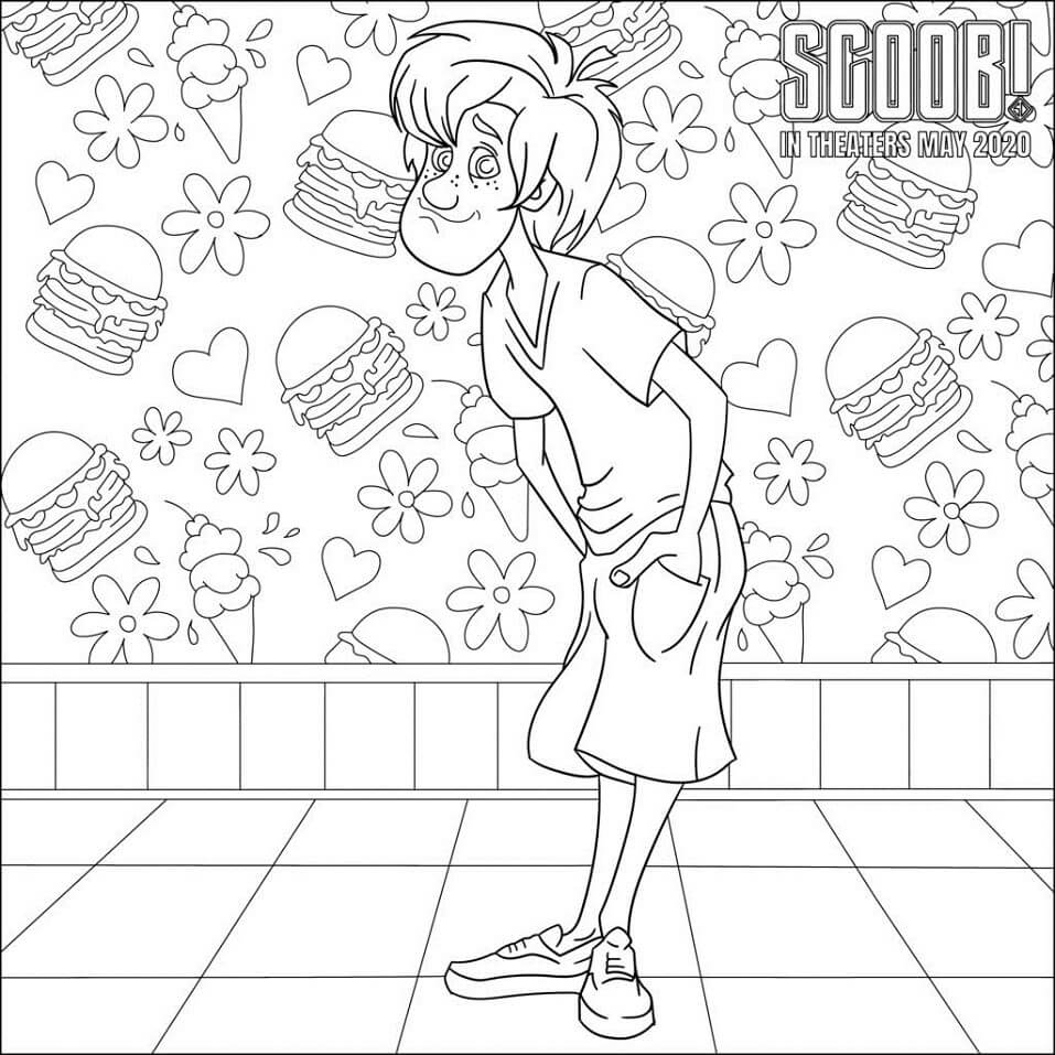 Dibujo de Shaggy Rogers con Comida para Colorear