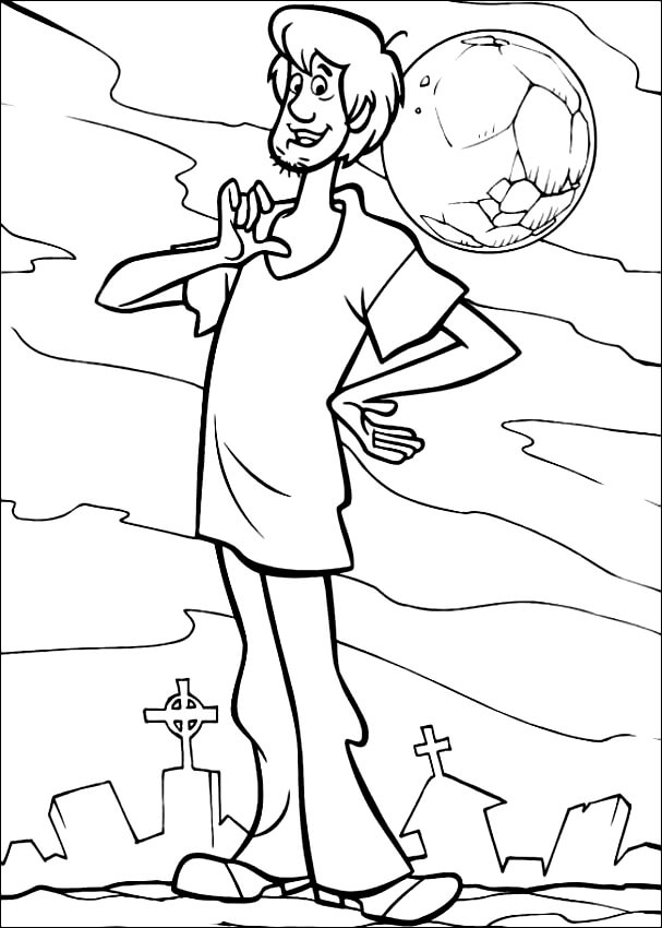 Dibujo de Shaggy en el Cementerio para Colorear