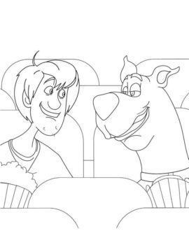 Dibujo de Shaggy y Scooby Doo en el Cine para Colorear