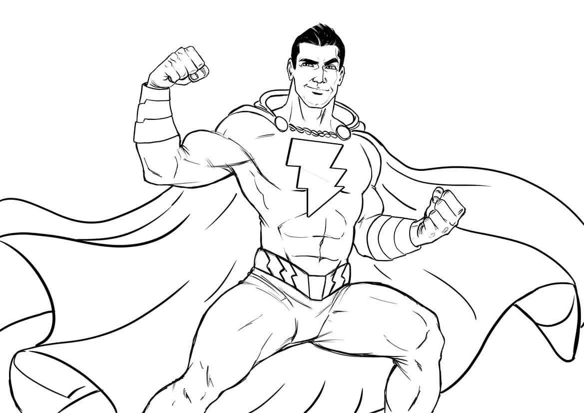 Dibujo de Punetazo de Shazam para Colorear