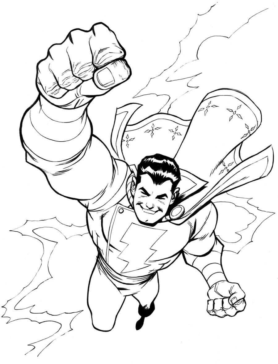 Dibujo de Punetazo Volador de Shazam para Colorear