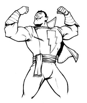 Dibujo de Shazam Divertido Fuerte para Colorear