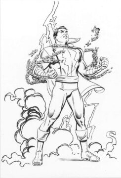 Dibujo de Shazam Rompio la Cadena Genial para Colorear