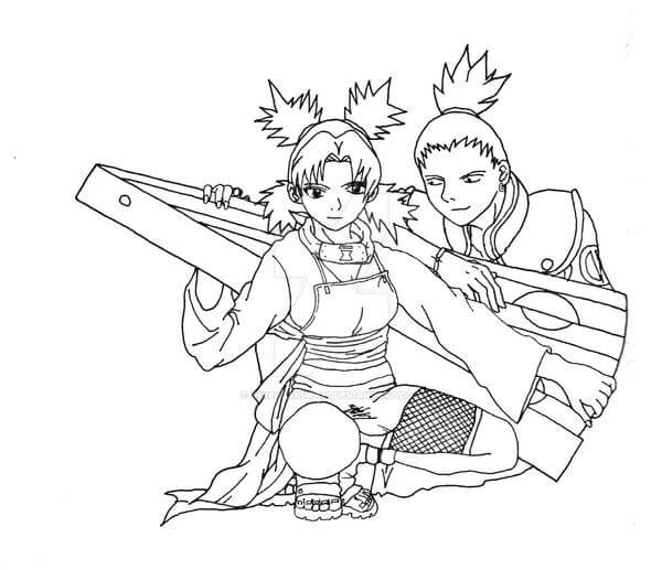 Dibujo de Dibujando a Shikamaru y Temari para Colorear