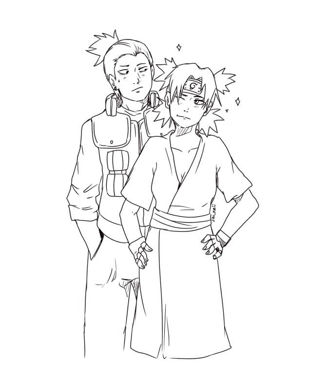 Dibujo de Pareja Shikamaru y Temari para Colorear