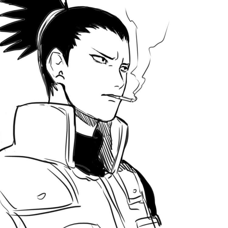 Dibujo de Shikamaru Fumando para Colorear