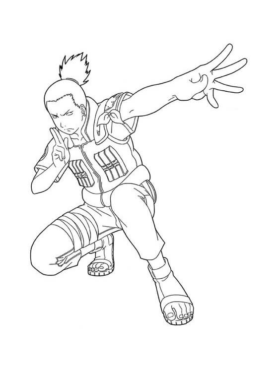Dibujo de Shikamaru Luchando para Colorear