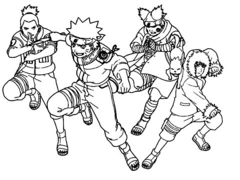 Dibujo de Shikamaru y Amigos para Colorear