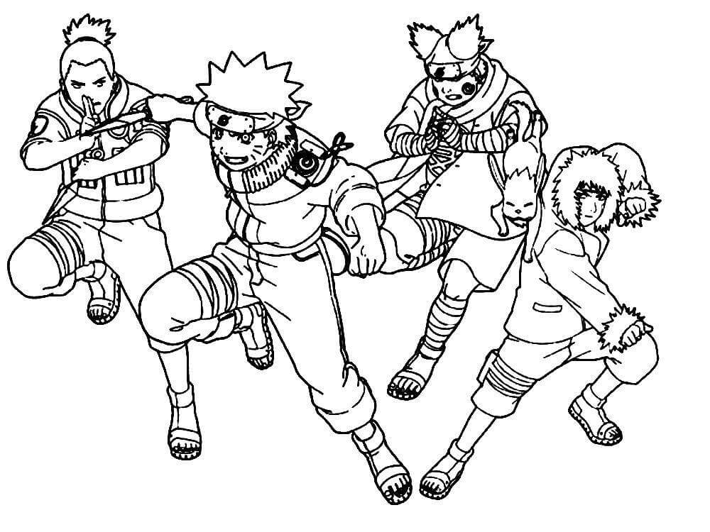Dibujo de Shikamaru y Amigos para Colorear