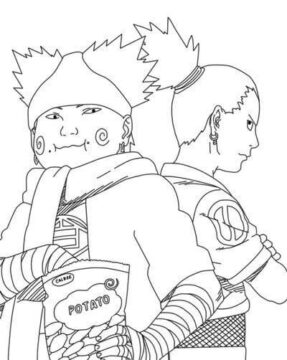 Dibujo de Shikamaru y Choji para Colorear